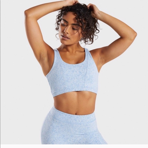 NWOT Gymshark Malibu Blue Marl Fleur Sports Bra - Picture 3 of 9
